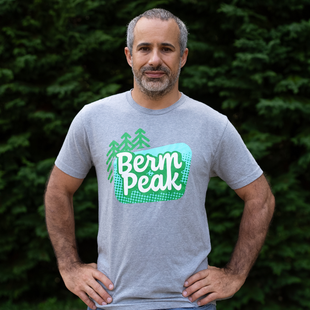 Seth Alvo of Berm Peak wearing the Berm Peak t-shirt