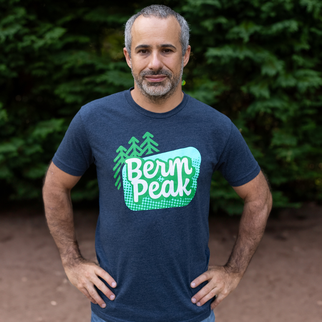 Seth Alvo of Berm Peak wearing the Berm Peak t-shirt