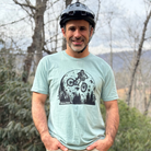 Seth Alvo of Berm Peak wearing the Berm Peak E.T. t-shirt