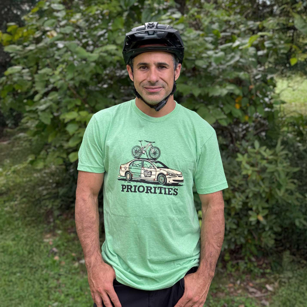 Seth Alvo of Berm Peak wearing the Priorities Berm Peak t-shirt